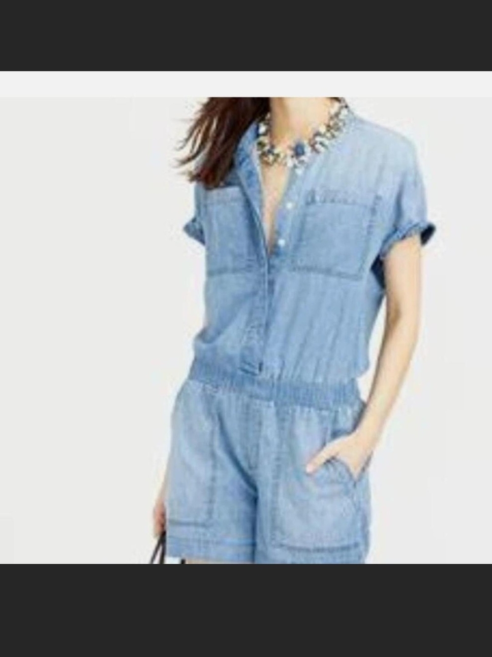 J. Crew Light Denim Button-Front Romper